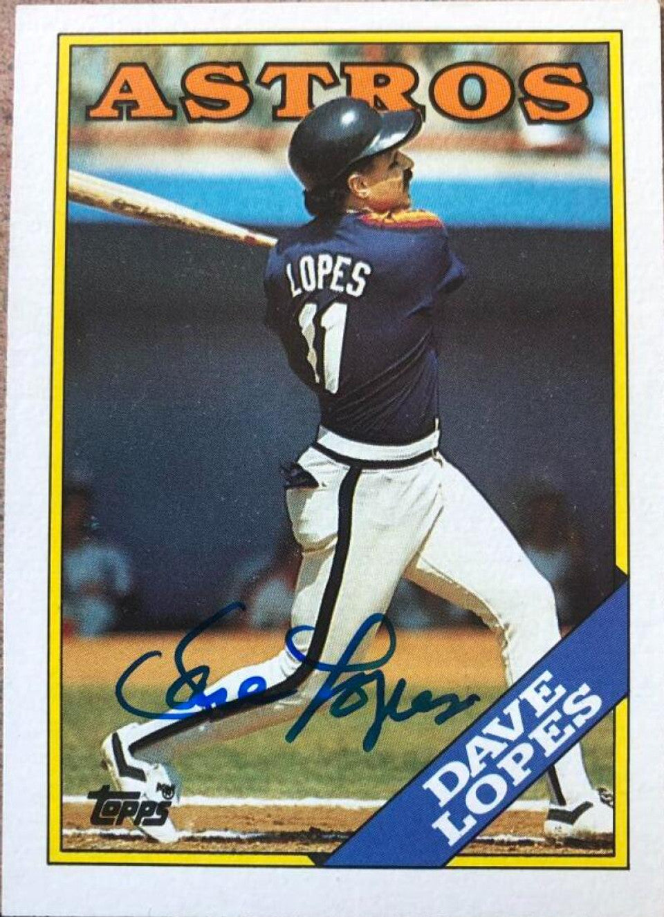 Davey Lopes Signed 1988 Topps Baseball Card - Houston Astros