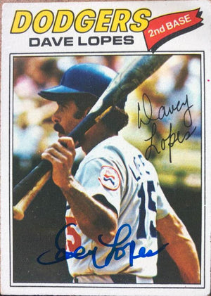 Davey Lopes Signed 1977 Topps Baseball Card - Los Angeles Dodgers