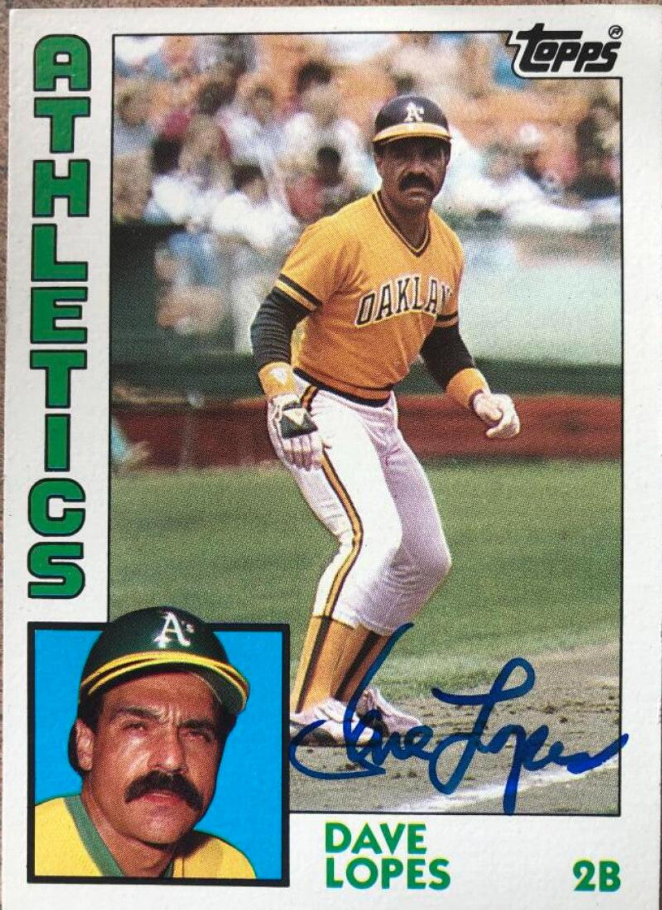 Davey Lopes Signed 1984 Topps Baseball Card - Oakland A's