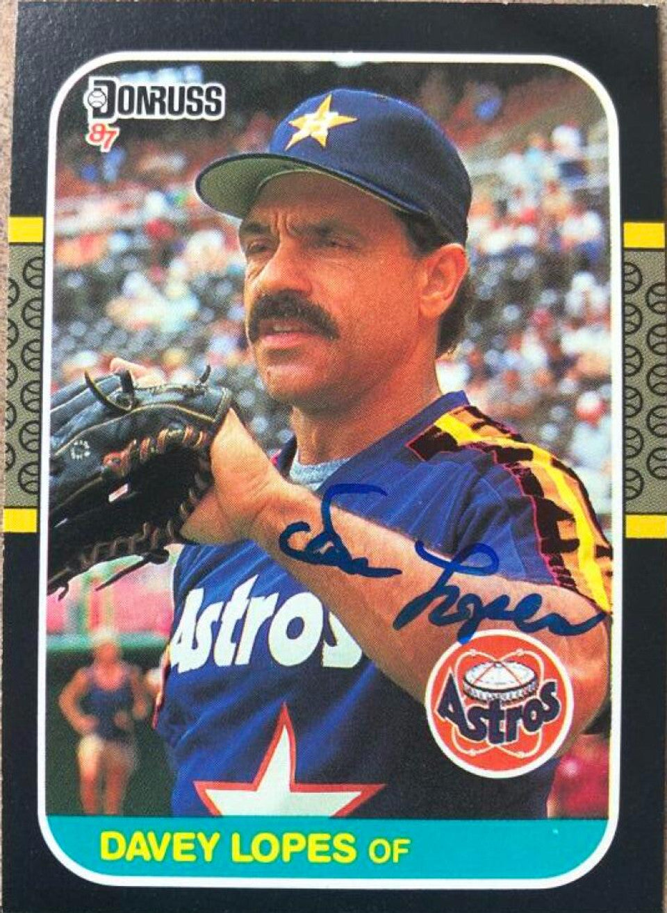 Davey Lopes Signed 1987 Donruss Baseball Card - Houston Astros