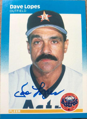 Davey Lopes Signed 1987 Fleer Baseball Card - Houston Astros