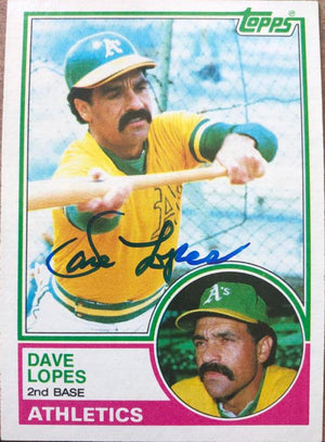 Davey Lopes Signed 1983 Topps Baseball Card - Oakland A's