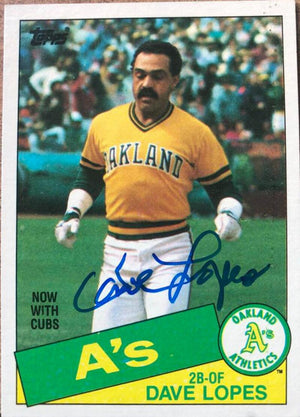 Davey Lopes Signed 1985 Topps Baseball Card - Chicago Cubs