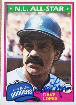 Davey Lopes Signed 1981 Topps Baseball Card - Los Angeles Dodgers