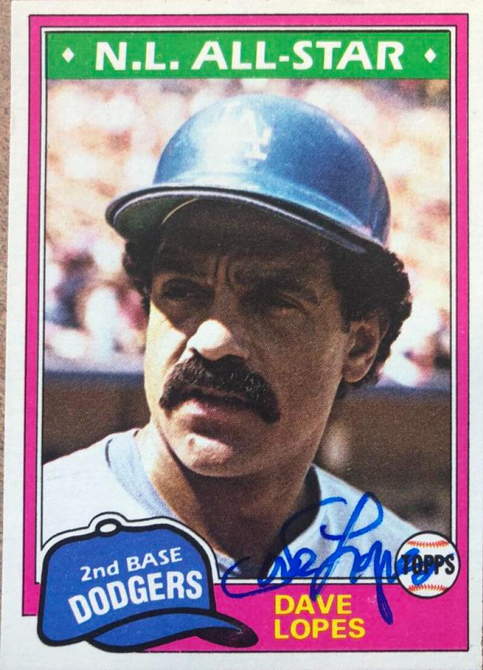 デイビー ロペス サイン入り 1981 トップス ベースボール カード - ロサンゼルス ドジャース