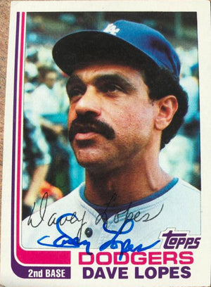 Davey Lopes Signed 1982 Topps Baseball Card - Los Angeles Dodgers #740