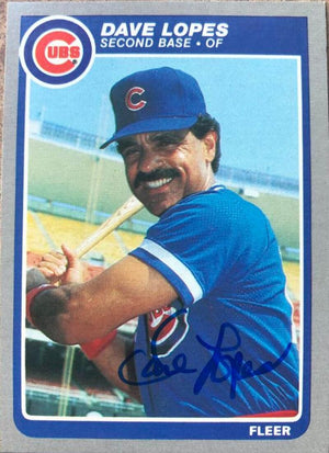 Davey Lopes Signed 1985 Fleer Baseball Card - Chicago Cubs