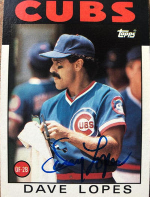 Davey Lopes Signed 1986 Topps Baseball Card - Chicago Cubs