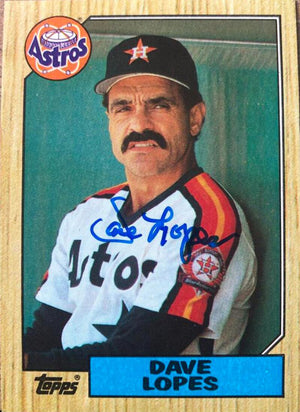 デイビー ロペス サイン入り 1987 トップス ベースボール カード - ヒューストン アストロズ #445