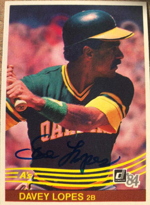 Davey Lopes Signed 1984 Donruss Baseball Card - Oakland A's