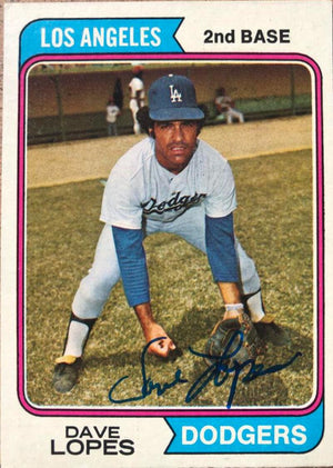 Davey Lopes Signed 1974 Topps Baseball Card - Los Angeles Dodgers