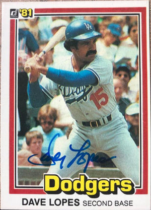 Davey Lopes Signed 1981 Donruss Baseball Card - Los Angeles Dodgers
