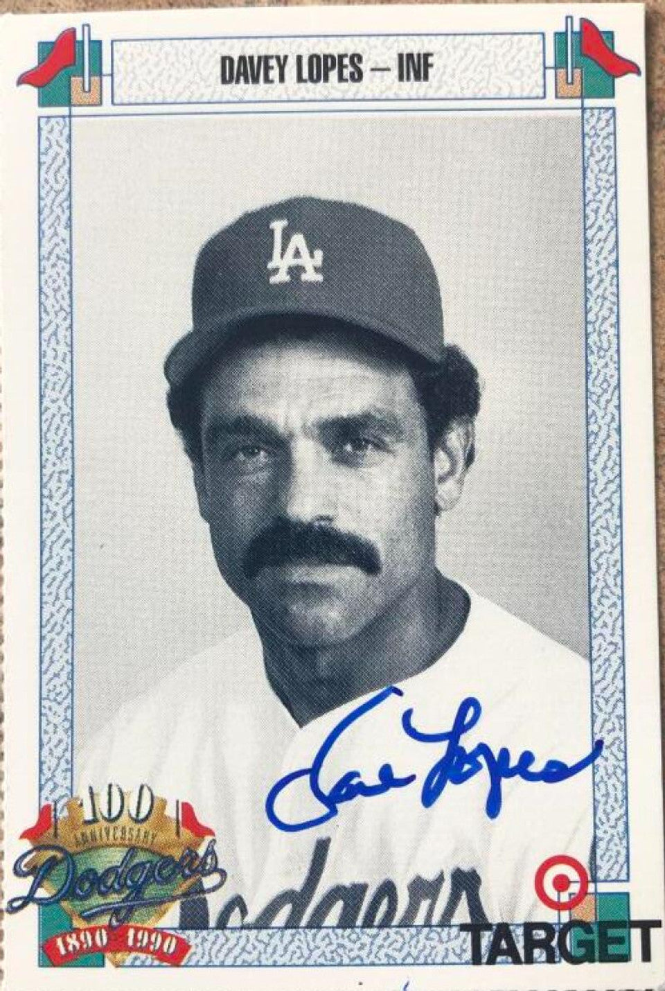 デイビー・ロペス サイン入り 1990 ターゲット ベースボール カード - ロサンゼルス ドジャース
