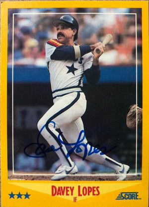 Davey Lopes Signed 1988 Score Baseball Card - Houston Astros
