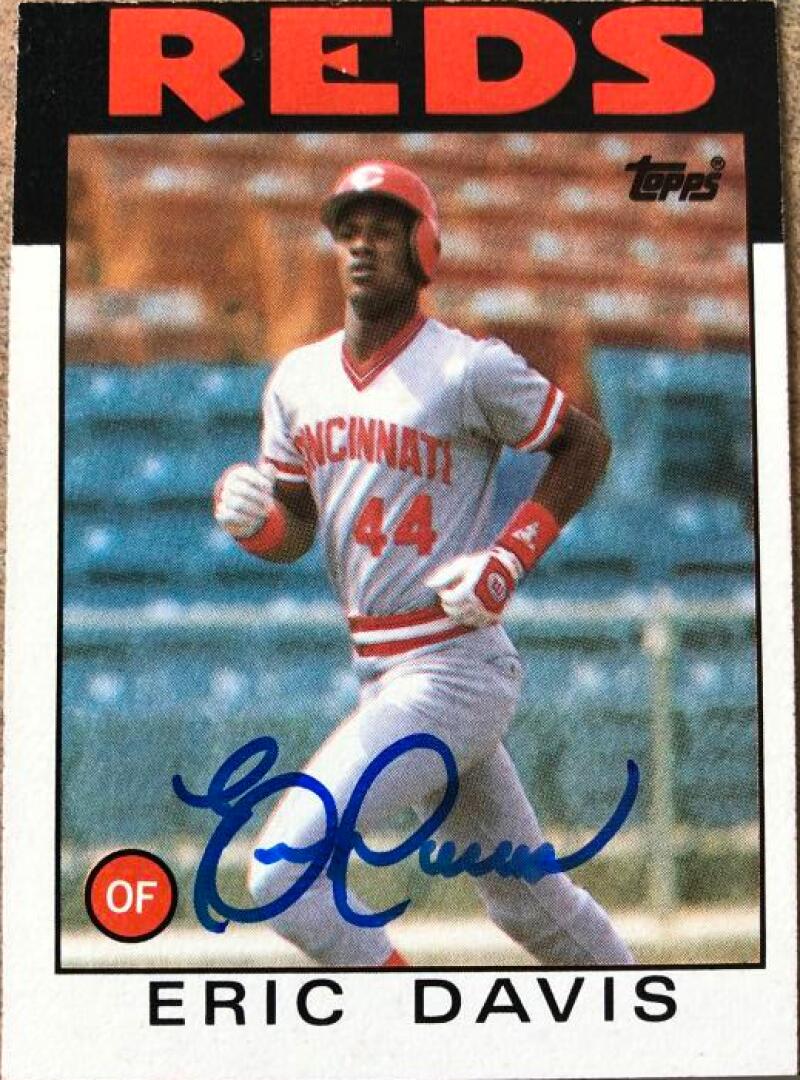 Eric Davis Signed 1986 Topps Baseball Card - Cincinnati Reds #28