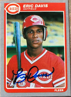 Eric Davis Signed 1985 Fleer Baseball Card - Cincinnati Reds #533 Rookie Card