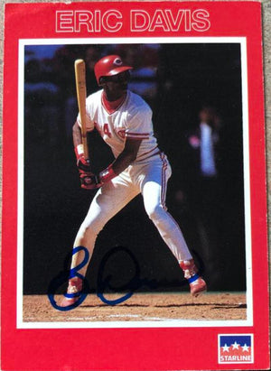 Eric Davis Signed 1990 Starline Long John Silver Baseball Card - Cincinnati Reds #3