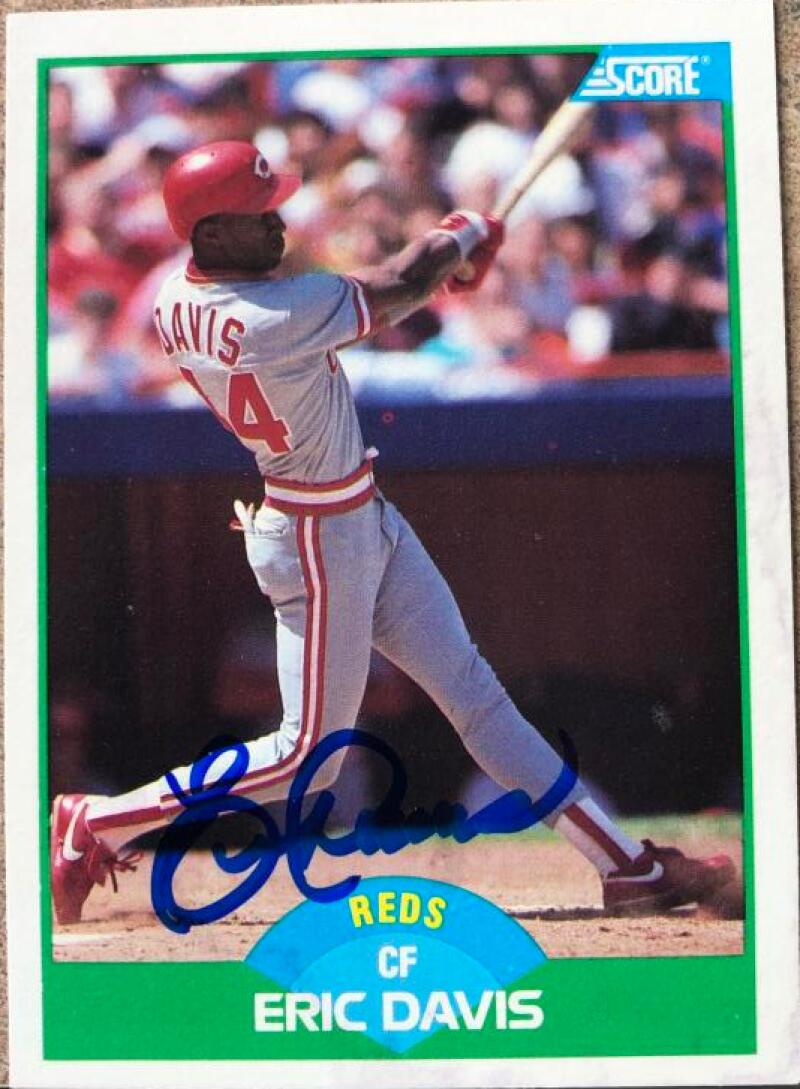 Eric Davis Signed 1989 Score Baseball Card - Cincinnati Reds #109