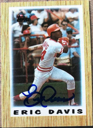 Eric Davis Signed 1987 Topps Major League Leader Minis Baseball Card - Cincinnati Reds #4
