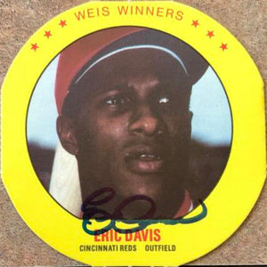 Eric Davis Signed 1987 Weis Winners Baseball Card - Cincinnati Reds #7
