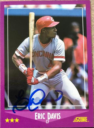 Eric Davis Signed 1988 Score Baseball Card - Cincinnati Reds #10