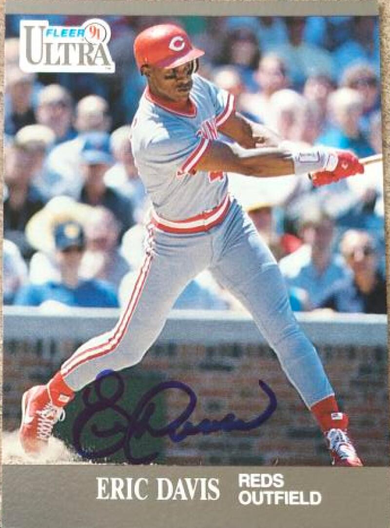 Eric Davis Signed 1991 Fleer Ultra Baseball Card - Cincinnati Reds #91