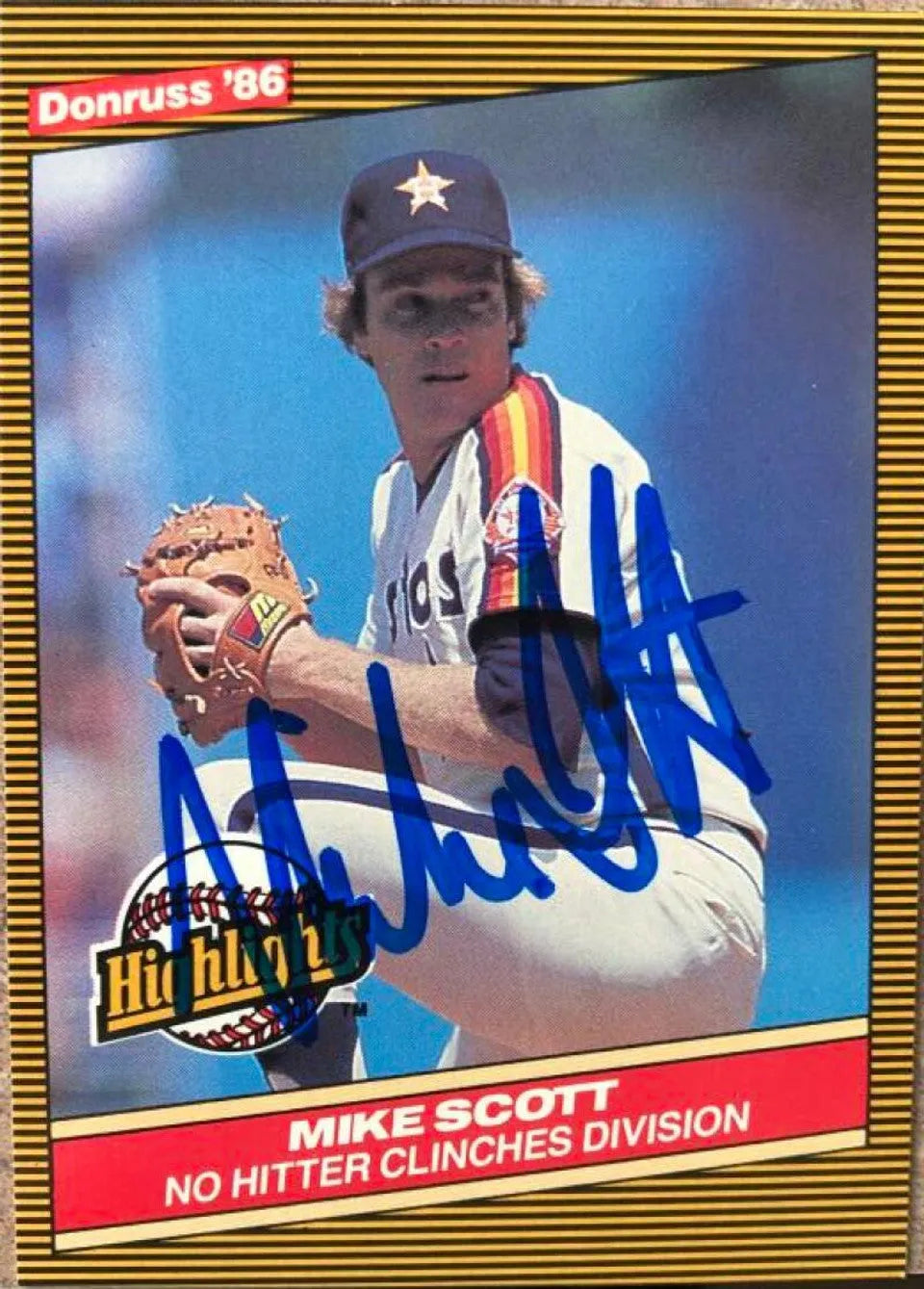 Mike Scott Signed 1986 Donruss Highlights Baseball Card - Houston Astros