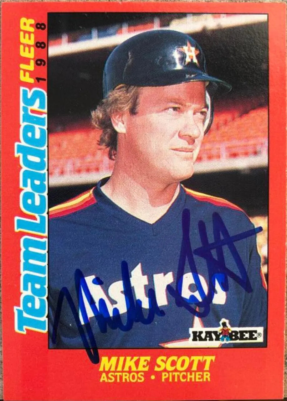 Mike Scott Signed 1988 Fleer Kaybee Team Leaders Baseball Card - Houston Astros