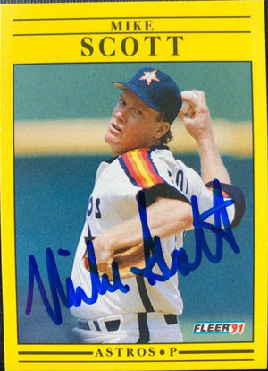 Mike Scott Signed 1991 Fleer Baseball Card - Houston Astros