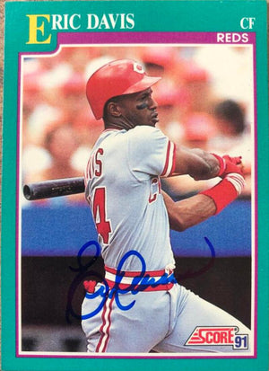 Eric Davis Signed 1991 Score Baseball Card - Cincinnati Reds #137
