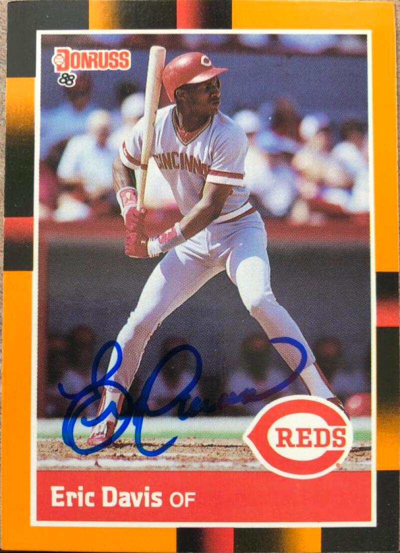 Eric Davis Signed 1988 Donruss Baseball's Best Baseball Card - Cincinnati Reds #62
