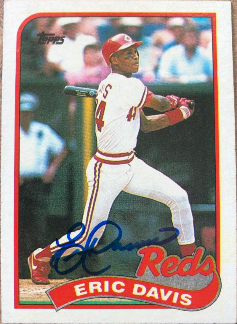 Eric Davis Signed 1989 Topps Baseball Card - Cincinnati Reds #330