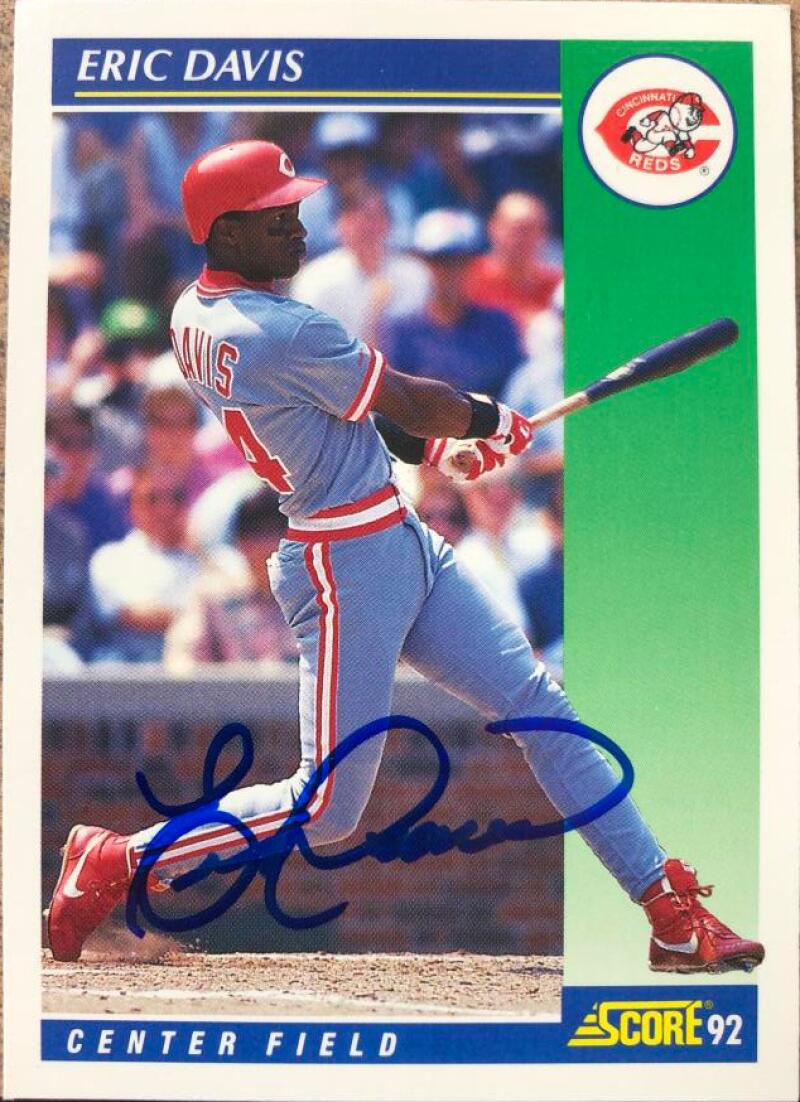 Eric Davis Signed 1992 Score Baseball Card - Cincinnati Reds #44