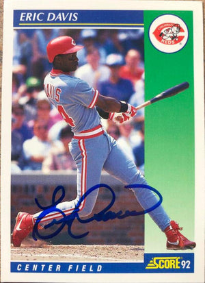 Eric Davis Signed 1992 Score Baseball Card - Cincinnati Reds #44