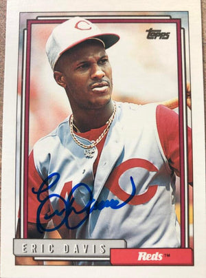 Eric Davis Signed 1992 Topps Baseball Card - Cincinnati Reds #610