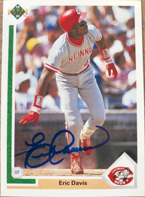 Eric Davis Signed 1991 Upper Deck Baseball Card - Cincinnati Reds #355