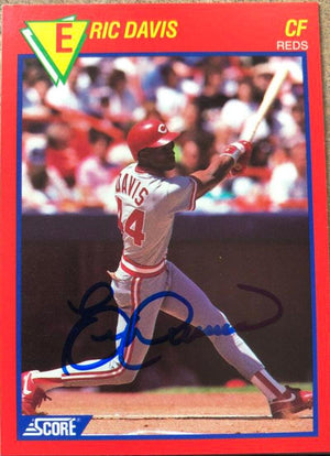 Eric Davis Signed 1989 Score Baseball's Hottest 100 Players Baseball Card - Cincinnati Reds #58