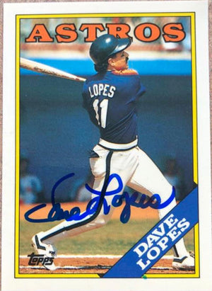 Davey Lopes Signed 1988 Topps Tiffany Baseball Card - Houston Astros