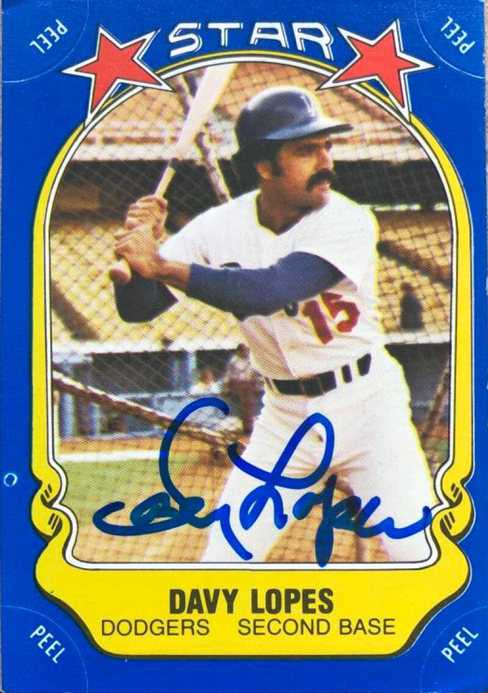 Davey Lopes Signed 1981 Fleer Star Stickers Baseball Card - Los Angeles Dodgers