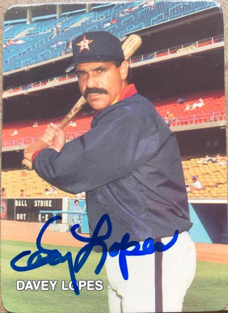 Davey Lopes Signed 1987 Mother's Cookies Baseball Card - Houston Astros