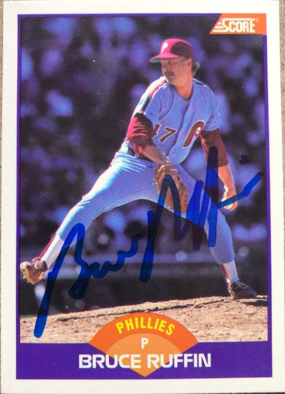 Bruce Ruffin Autographed 1989 Score Baseball Card - Philadelphia Phillies #328