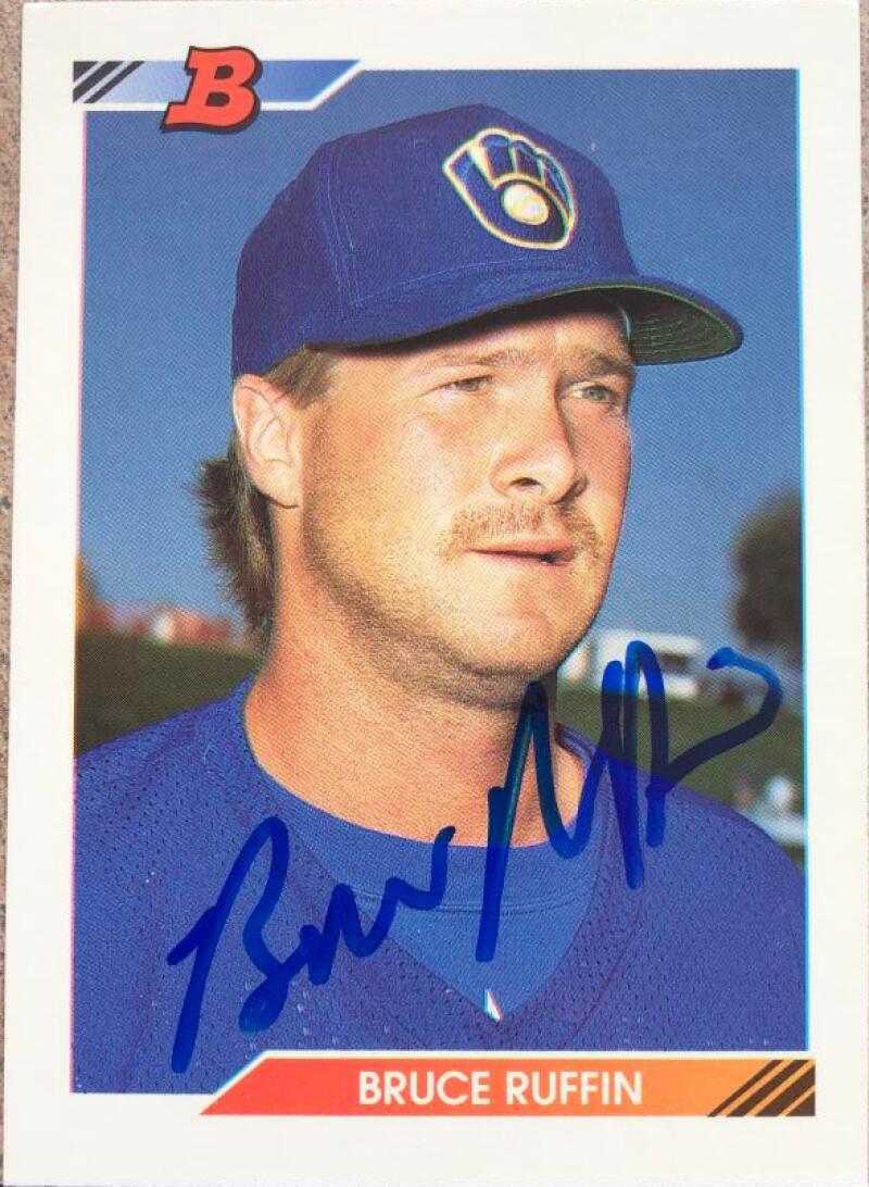 ブルース・ラフィン直筆サイン入り1992年ボーマンベースボールカード - ミルウォーキー・ブルワーズ #354
