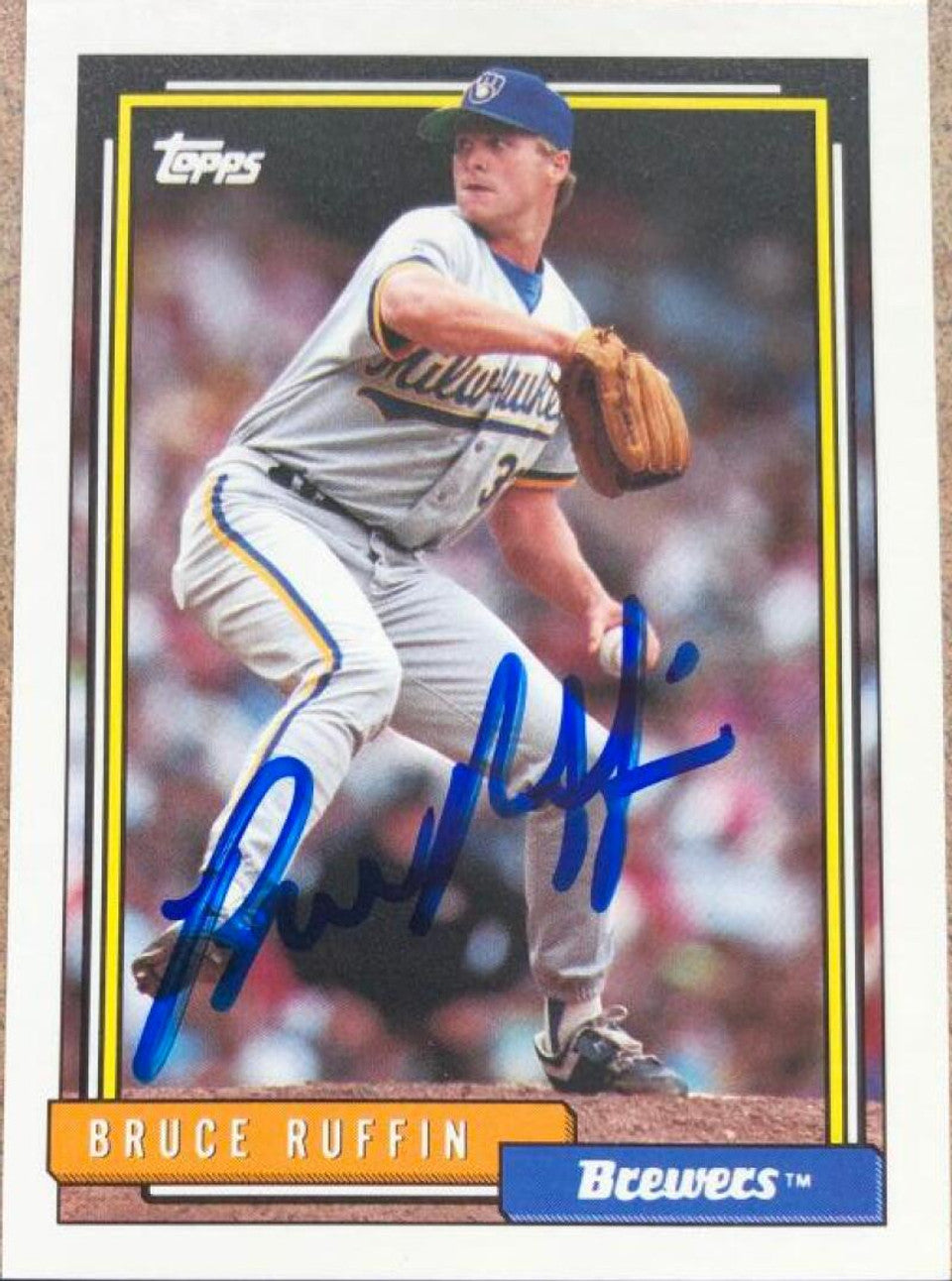 Bruce Ruffin Autographed 1992 Topps Traded Baseball Card - Milwaukee Brewers #95T