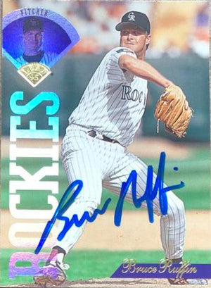 ブルース・ラフィン直筆サイン入り1995年リーフベースボールカード - コロラド・ロッキーズ #296