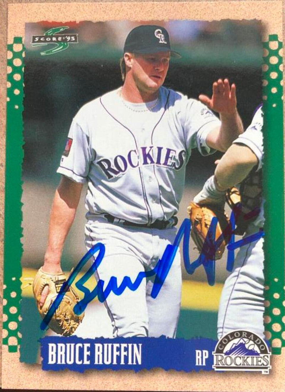 ブルース・ラフィン直筆サイン入り1995年スコアベースボールカード - コロラド・ロッキーズ #189