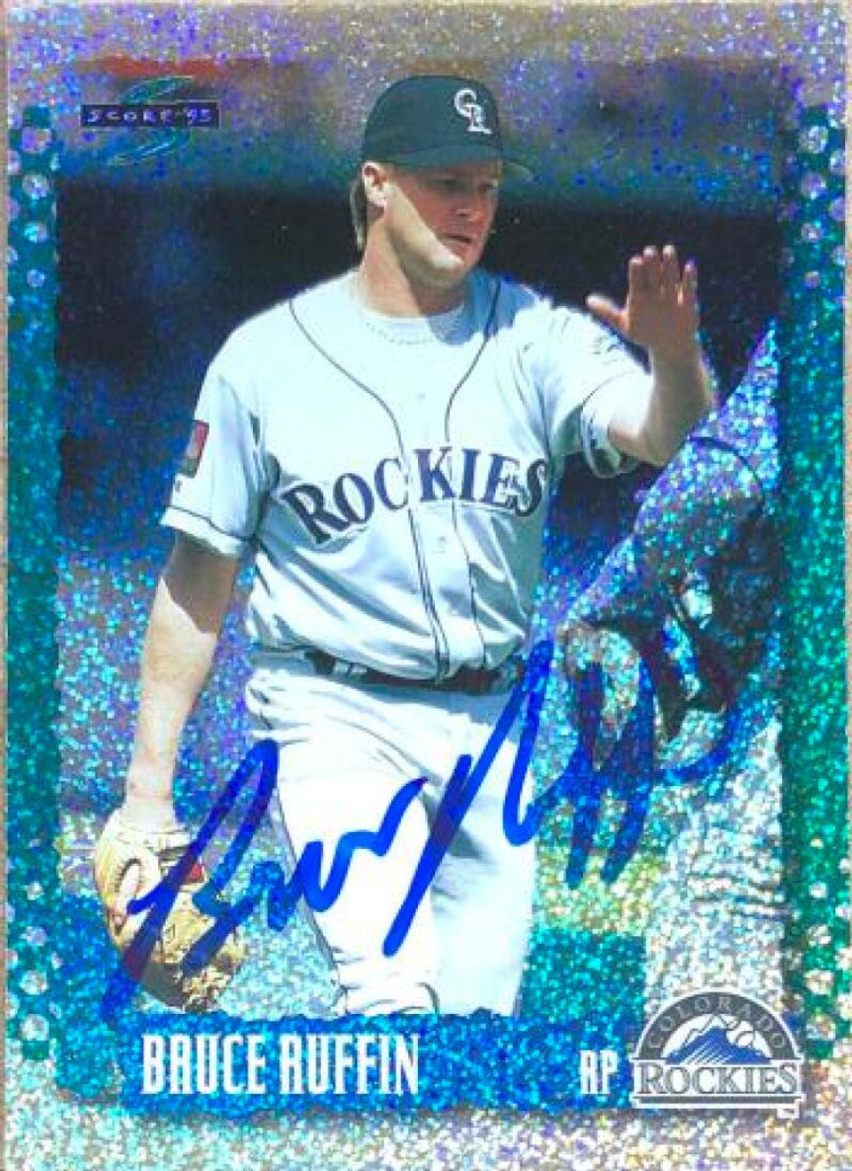 ブルース・ラフィン直筆サイン入り 1995年スコア プラチナ チームセット ベースボールカード - コロラド・ロッキーズ #189