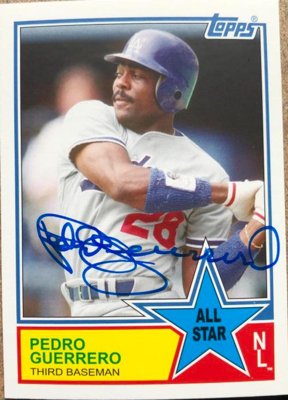 Pedro Guerrero Signed 2013 Topps Archives '83 All-Star Baseball Card - Los Angeles Dodgers