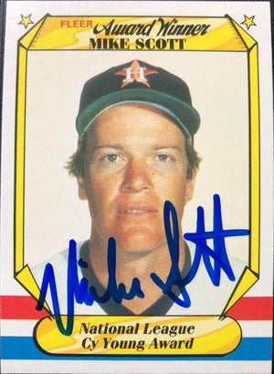 Mike Scott Signed 1987 Fleer Award Winners Baseball Card - Houston Astros