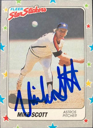 Mike Scott Signed 1988 Fleer Star Stickers Baseball Card - Houston Astros