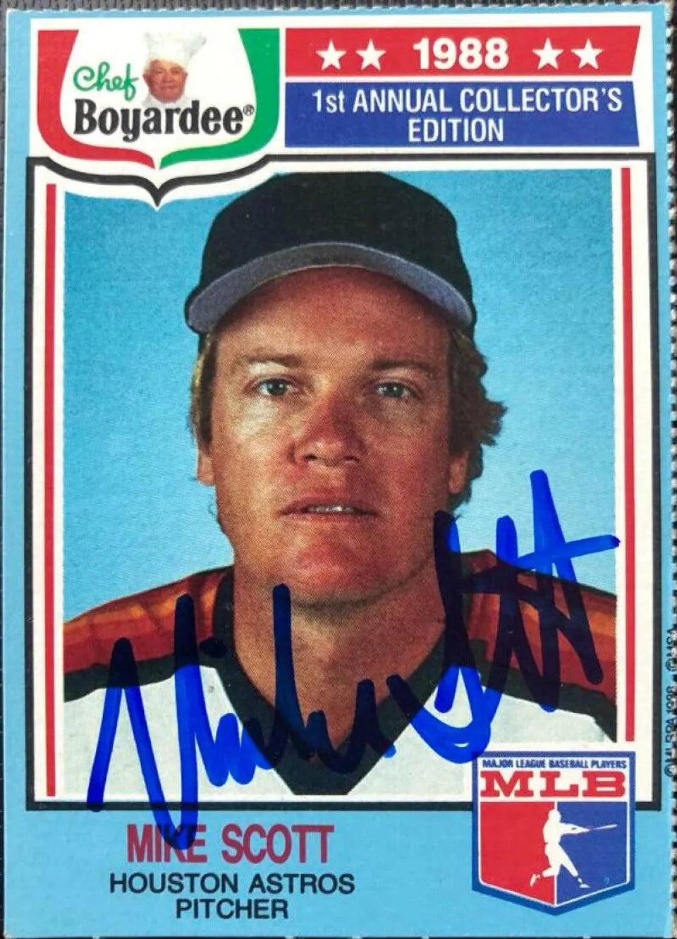 Mike Scott Signed 1988 Chef Boyardee Baseball Card - Houston Astros